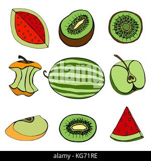 Ensemble d'isolé à la main des fruits. vector illustration Illustration de Vecteur