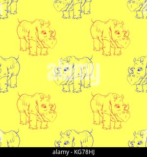 Rhino cartoon motif transparent Illustration de Vecteur