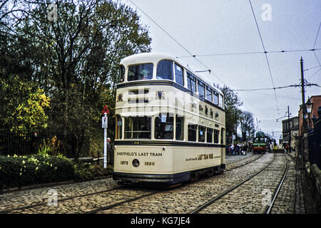 Sheffields dernier tram à crich tramway museum, Derbyshire. image prise en octobre 2014 Banque D'Images