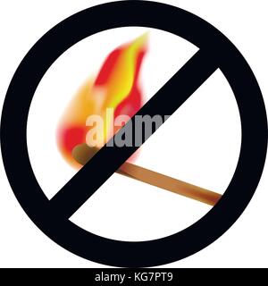 Interdire de brûler match symbole. pas d'incendie, d'exclusion et d'allumette. symbole d'interdiction ne signe inflammables, vector illustration Illustration de Vecteur