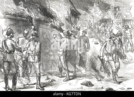 L'incendie de Kumasi (Coomassie) en 1874, troisième guerre anglo-ashanti, première expédition Ashanti, 1873-1874 Banque D'Images