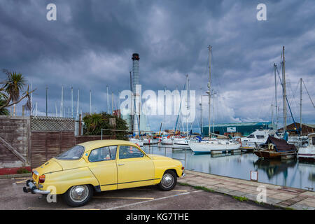 Ciel orageux sur port shoreham à southwick, West Sussex, Angleterre. Banque D'Images