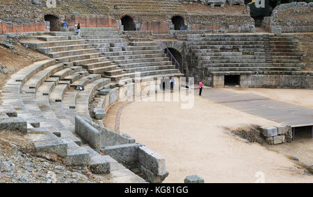 Arène de gladiateurs vers Romano hippodrome, Merida, Estrémadure, Espagne Banque D'Images