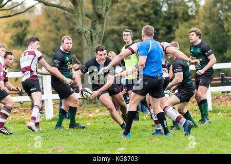 Brentwood, Essex, Royaume-Uni. 4 novembre, 2017. brentwood Rugby Club (27) vs north walsham rfc (10) joué à Brentwood. crédit : Ian Davidson/Alamy live news Banque D'Images