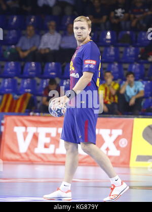 Aron Palmarsson, 4 octobre 2017, Palau Blaugrana, Barcelone, Espagne; phase du groupe de la Ligue des champions de l'EHF Mens, handball. FC Barcelona Lassa / CRO HC Prvo Plinarski Drustvo Banque D'Images