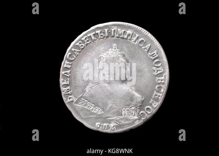 Fédération de l'ancienne pièce d'argent (l'impératrice Elisabeth II, 1 rouble, 1751). avers de coin). Banque D'Images