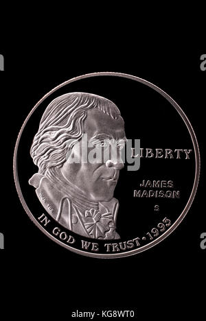 Usa liberty dollar. En l'honneur de James medison. 1993 avers. Banque D'Images