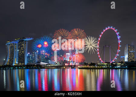 Vue de la nuit de Singapour de nuit Banque D'Images