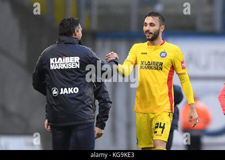 Rostock, Deutschland. 05 novembre 2017. GES/ Fussball/ 3. Liga : Hansa Rostock - Karlsruher SC, 05.11.2017 |utilisation dans le monde entier crédit : dpa/Alamy Live News Banque D'Images