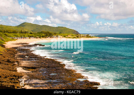 Plage de sable fin sur Oahu, Hawaii Banque D'Images