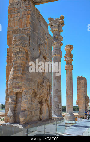 La province du Fars, Shiraz, Iran - 20 avril, 2017 : la ville antique de Persépolis est la plus célèbre d'iran site archéologique. Banque D'Images