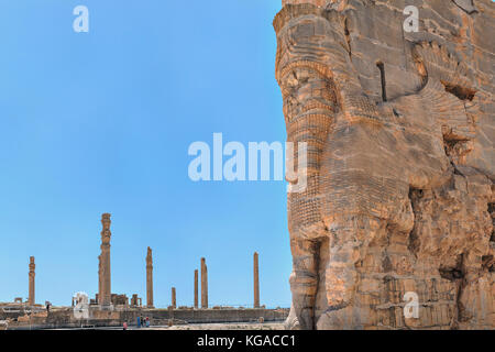 La province du Fars, Shiraz, Iran - 20 avril, 2017 : la ville antique de Persépolis est la plus célèbre d'iran site archéologique. Banque D'Images