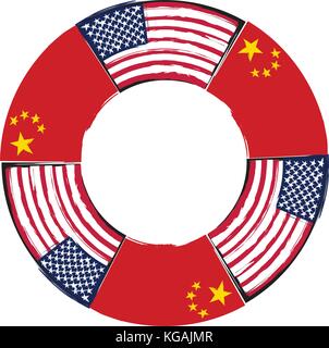 Usa et Chine drapeaux ou bannières vector illustration Illustration de Vecteur