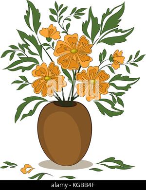 Orange fleurs dans un vase Illustration de Vecteur