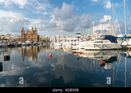 L'église paroissiale St Joseph's et de la marina, msida, Malte, la Valette Banque D'Images