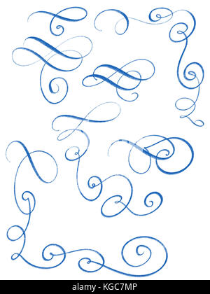 Collection de traits calligraphiques, s'épanouir pour la décoration et la séparation dans la conception Banque D'Images