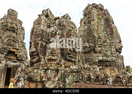 Le bayon, également connu sous le nom de prasat bayon, l'un des temple bien connu au Cambodge. Banque D'Images
