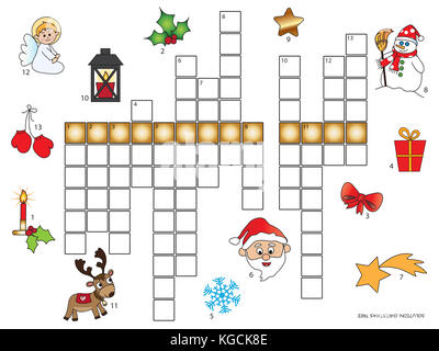 Jeu pour enfants : mots croisés de noël Banque D'Images