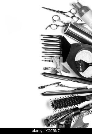 Coiffeur professionnel outils, isolated on white Banque D'Images