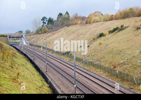 Coupe de fer sur un jour d'automne terne Banque D'Images