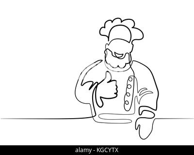 La ligne continue de largeur différentes dimensions. Chef cuisinier en uniforme. Vector illustration Illustration de Vecteur