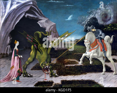 Saint George et le Dragon ,1470 ,Paolo Uccello, 1397 -1475, né Paolo di Dono, est un peintre italien et mathématicien, Italie . Banque D'Images