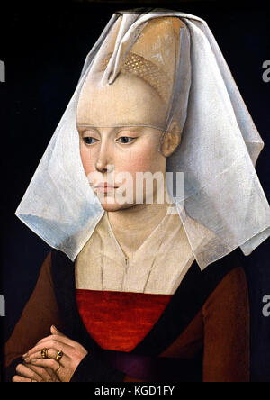 Portrait de femme 1460 Rogier van der Weyden (Roger de La Pasture ) 1399 - 1464) était un peintre dont l'Russisch précoce fonctionne survivant se composent principalement de triptyques religieux, Néerlandais, aux Pays-Bas. Banque D'Images