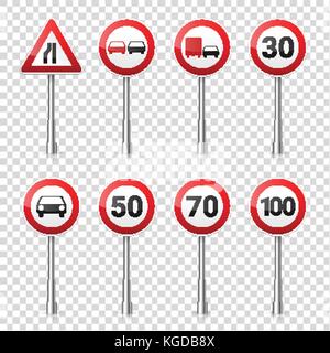 La signalisation routière collection isolé sur fond transparent. contrôle de la circulation routière.lane utilisée.stop et le rendement. Les panneaux de réglementation.limite de vitesse. Illustration de Vecteur