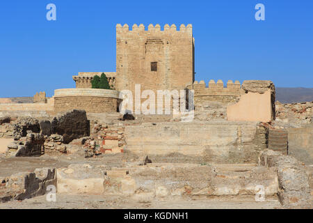 Le donjon de l'Alcazaba (citadelle) à Almeria, Espagne Banque D'Images