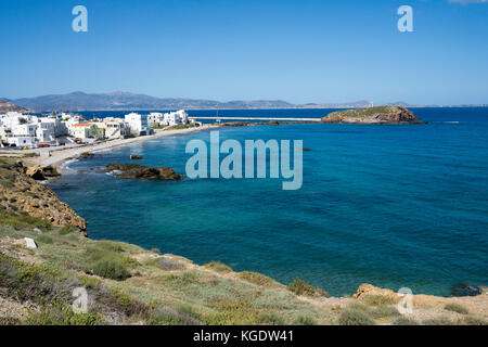 Avis du district 1735 à 1735 beach et temple gate, Naxos, Cyclades, Grèce, Mer Méditerranée, Europe Banque D'Images