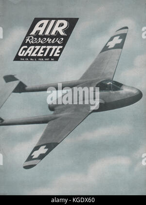 La Réserve aérienne Vintage couverture de magazine Gazette daté de février 1947 montrant un de Havilland Vampire Fighter Bomber de l'après-guerre Banque D'Images