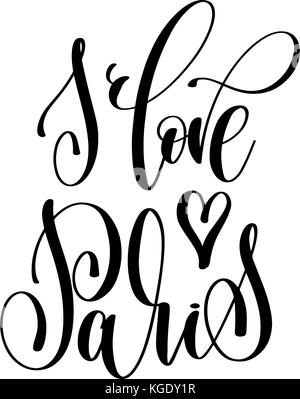 J'aime la typographie moderne paris lettrage inscription Illustration de Vecteur