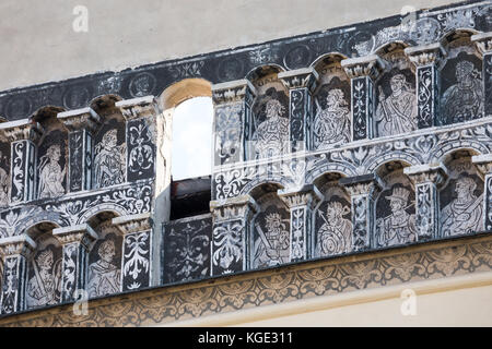 Presov, Slovaquie. 09 août 2015. détails sur l'une des maisons sur la place principale de Presov, Slovaquie. Banque D'Images