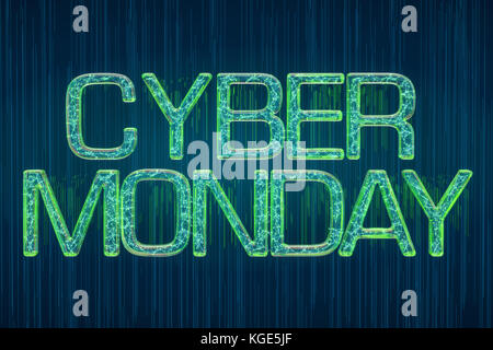 Cyber Monday concept inscription lumineuse, rendu 3D Banque D'Images