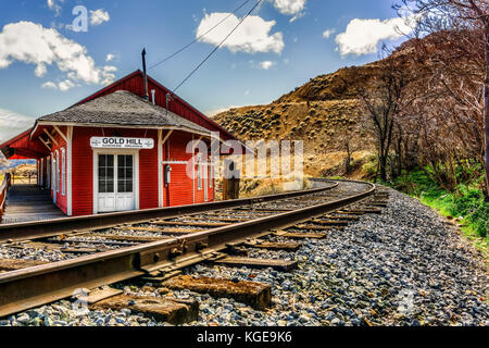 La colline d'or historique Depot sur le Virginia & Truckee Line près de Virginia City, Nevada, États-Unis Banque D'Images