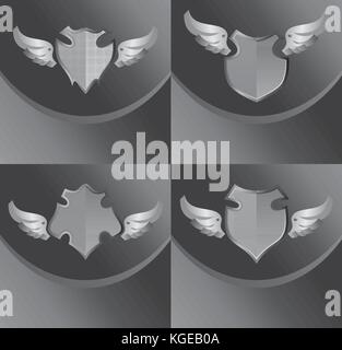 Silver Shield et thème d'aile vector illustration Illustration de Vecteur