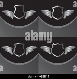 Silver Shield et thème d'aile vector illustration Illustration de Vecteur