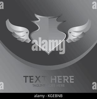 Silver Shield et thème d'aile vector illustration Illustration de Vecteur