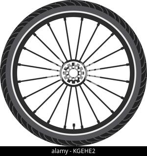 Roue de vélo vecteur isolé sur fond blanc. Illustration de pneu en caoutchouc de vélo, de rayons et d'engins. cycle vélo sport Symbole ou icône Illustration de Vecteur