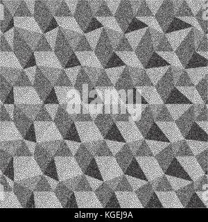 Triangles géométriques arrière-plan. Mosaïque. Grain Noir et blanc design. Pointillisme modèle. L'effet pointillé. Vector illustration. Illustration de Vecteur