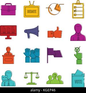 Voter icônes doodle set Illustration de Vecteur