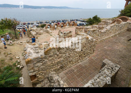 Les ruines de l'église de la sainte mère eleusa dans le patrimoine mondial de l'Unesco ville de Nessebar. Banque D'Images