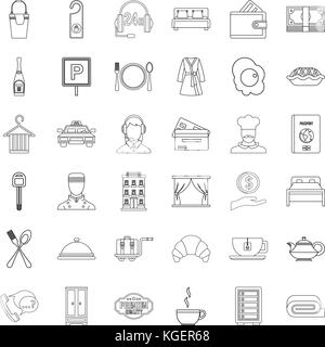 Service cinq étoiles icons set style du contour, Illustration de Vecteur