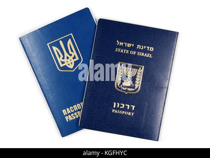 Israël et l'Ukraine sur le livre blanc de passeport Banque D'Images