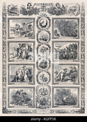 'Pictorial Pilgrim's Progress' montrant différentes manifestations durant le voyage de chrétien de la ville de destruction (Terre) pour le Royaume céleste (ciel). Publié par H. H. Lloyd & Co. à New York en 1862 basée sur les 'The Pilgrim's Progress de ce monde et de ce qui est à venir' de John Bunyan (1628-1688) publié en 1678. Banque D'Images