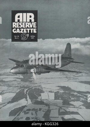 La Réserve aérienne Vintage couverture de magazine Gazette daté d'avril 1947 montrant un avion de transport Viking Vickers de la Royal Airforce de l'après-guerre Banque D'Images