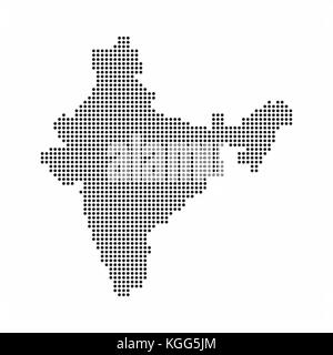 L'Inde carte du pays fait à partir de demi-ton résumé de points. Illustration de Vecteur