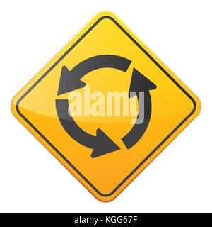 Road panneau jaune sur fond blanc. contrôle de la circulation routière.lane utilisée. stop et rendement. signe de réglementation. rue. Courbes et virages. Illustration de Vecteur