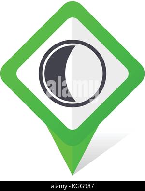 Lune carré vert téléphone mobile et web pointeur icône vecteur en eps 10 sur fond blanc avec ombre Illustration de Vecteur