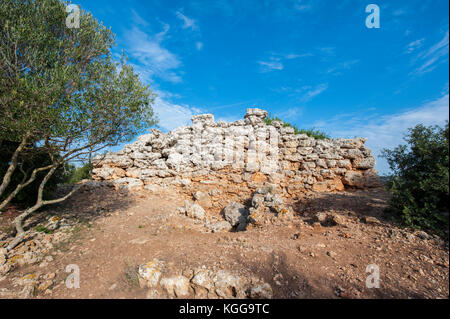 Talaiotic Ce complexe sanctuaire na Cacana, Minorque, Iles Baléares, Espagne, Mer Méditerranée. Banque D'Images